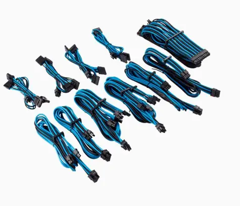 Corsair Premium Pro Sleeved PSU kabely (Gen 4) modro-černá / textilní opletení / určeno pro modulární PSU