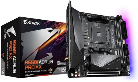 GIGABYTE B550I AORUS PRO AX / AMD B550 / DDR4 / SATA III RAID / USB / GLAN / M.2 / Wi-Fi / sc.AM4 / mITX