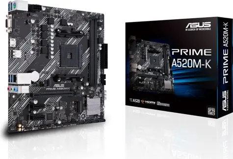 ASUS PRIME A520M-K / AMD A520 / DDR4 / SATA III RAID / USB / GLAN / M.2 / sc.AM4 / mATX