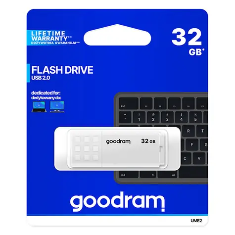 GOODRAM UME2 32GB bílá / Flash disk / USB 2.0 / čtení: 20MBs / zápis: 5MBs