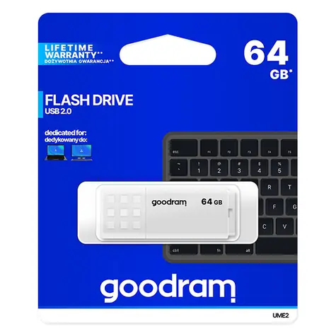 GOODRAM UME2 64GB bílá / Flash disk / USB 2.0 / čtení: 20MBs / zápis: 5MBs