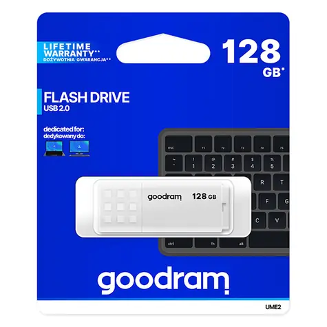 GOODRAM UME2 128GB bílá / Flash disk / USB 2.0 / čtení: 20MBs / zápis: 5MBs