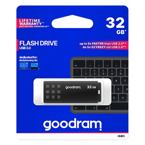 GOODRAM UME3 32GB černá / Flash disk / USB 3.0 / čtení: 60MBs / zápis: 20MBs