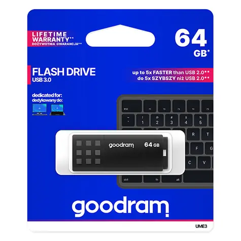 GOODRAM UME3 64GB černá / Flash disk / USB 3.0 / čtení: 60MBs / zápis: 20MBs