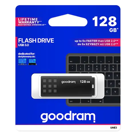 GOODRAM UME3 128GB černá / Flash disk / USB 3.0 / čtení: 60MBs / zápis: 20MBs