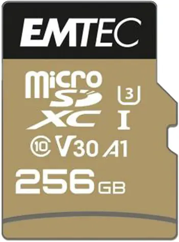 EMTEC SpeedIN PRO microSDXC 256GB + adaptér / Class 10 / UHS-I U3 V30 A1 / čtení: 100MBs / zápis: 95MBs