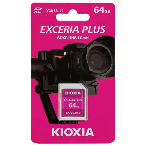 KIOXIA EXCERIA PLUS SDXC 64GB / Class 10 / UHS-I U3 / A1 / V30 / čtení: 98MBs / zápis: 65MBs