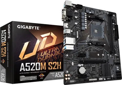 GIGABYTE A520M S2H (rev. 1.0) / AMD A520 / DDR4 / SATA III RAID / USB / GLAN / M.2 / sc.AM4 / mATX