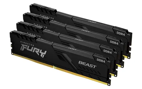 Kingston FURY Beast Black 64GB (4x 16GB) DDR4 3600MHz / CL18 / DIMM / 1.35V / Non-ECC / Un-Registered 