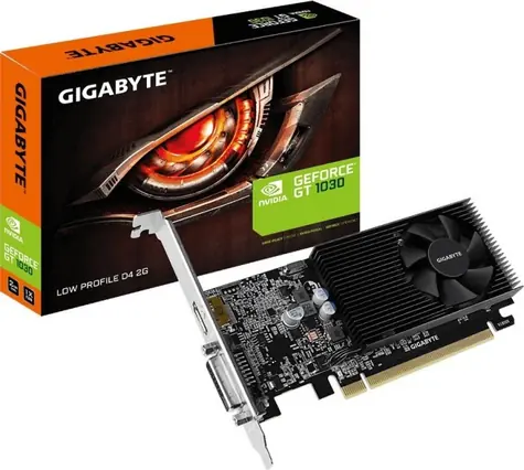 GIGABYTE GeForce GT 1030 Low Profile D4 2G / 1151 - 1417 MHz / 2GB DDR4 2.1GHz / 64-bit / DVI-D + HDMI / 20W
