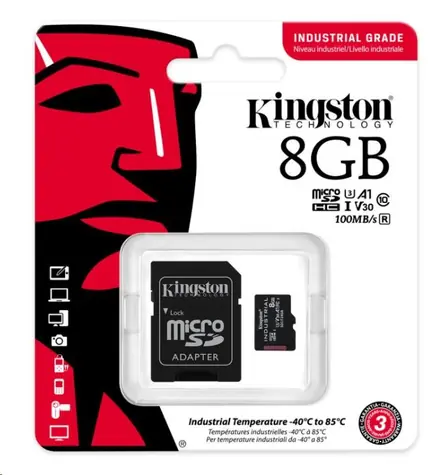 Kingston microSDHC 8GB Industrial + adaptér / UHS-I V30 / U3 / Class 10
