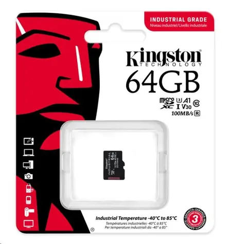 Kingston microSDXC 64GB Industrial / UHS-I V3 / U3 / Class 10