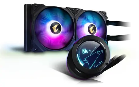 GIGABYTE AORUS WATERFORCE X 280 / 2x 140 mm / Graphene Nano / 44.4 dB / 89 CFM / 800-2500 RPM / RGB / Intel + AMD