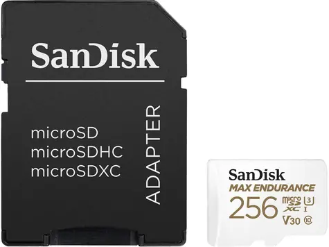 SanDisk Max Endurance microSDXC 256GB + adaptér / Class 10 / UHS-I / U3 / V30 / čtení: 100MBs / zápis: 40MBs