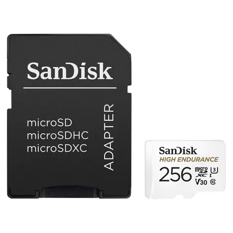SanDisk High Endurance microSDXC 256GB + adaptér / Class 10 / UHS-I / U3 / V30 / čtení: 100MBs / zápis: 40MBs / doprodej