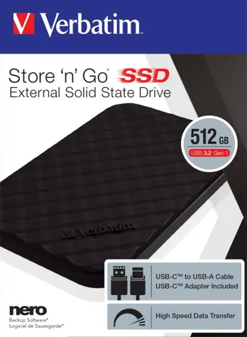 Verbatim SSD Store 'n' Go 512GB černá / Externí SSD / 2.5