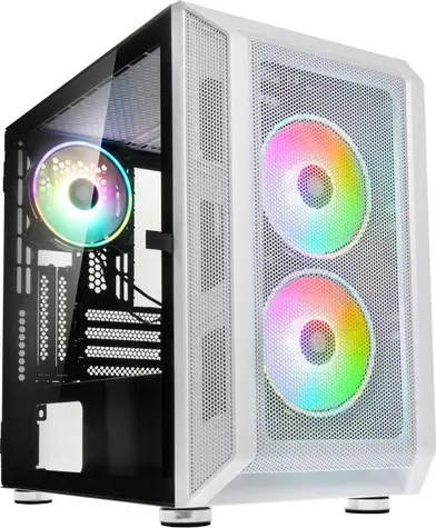 Kolink Citadel MESH RGB bílá / M-ATX / 2xUSB 3.0 + 1xUSB 2.0 / 3x120 mm ARGB / bez zdroje / průhledná bočnice