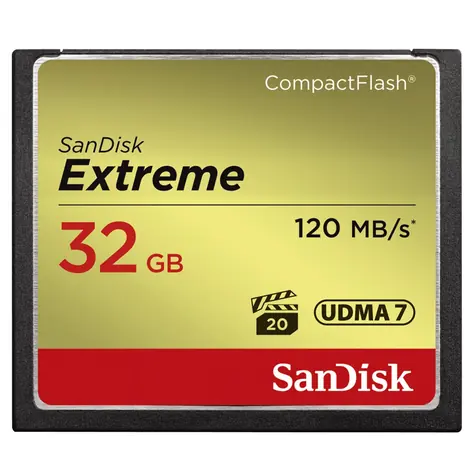 SanDisk Extreme CF 567x 32GB / čtení: až 120 MBs / zápis: až 85 MBs
