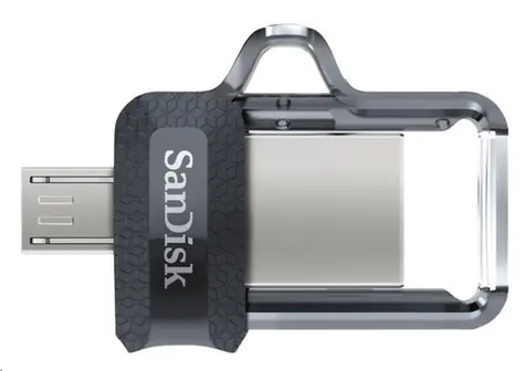 SanDisk Ultra Dual M3.0 256 GB černá / Flash Disk / USB-A 3.0 & MicroUSB 2.0 / čtení: 130 MBs