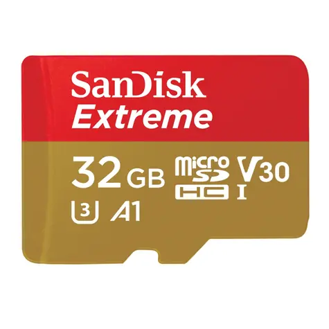 SanDisk Extreme microSDHC 32GB / Class 10 / UHS-I / U3 / čtení: až 100MBs / zápis: až 60MBs / vhodné pro 4K