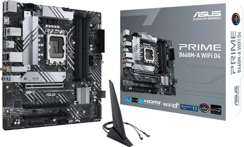 ASUS PRIME B660M-A WIFI D4 / B660 / LGA 1700 / 4x DDR4 / PCIEx16 / 1x GLAN / micro-ATX