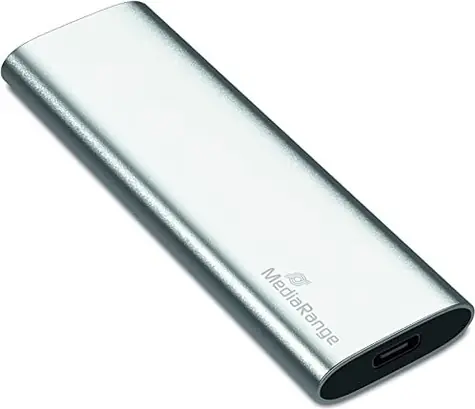 MediaRange MR1101 240GB stříbrná / Externí SSD / M.2 SATA III / TLC / USB-C / R:450MBs / W:420MBs