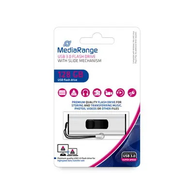 MediaRange MR918 128GB stříbrná / Flash Disk / USB-A 3.0 / čtení: 80MBs / zápis: 25MBs