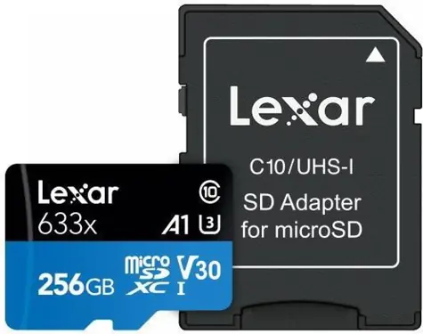 Lexar High-Performance 633x microSDXC 256GB + adaptér / UHS-I U3 / Class 10 / A1 / V30 / čtení: 95MBs / zápis: 45 MBs