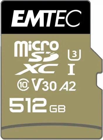 EMTEC SpeedIN Pro microSDXC 512GB + adaptér / Class 10 / UHS-I / U3 / A2 / V30 / čtení 95MBs / zápis 80MBs 