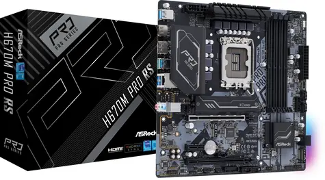 ASRock H670M Pro RS / H670 / LGA 1700 / 4x DDR4 / PCIEx16 / 1x GLAN / mATX