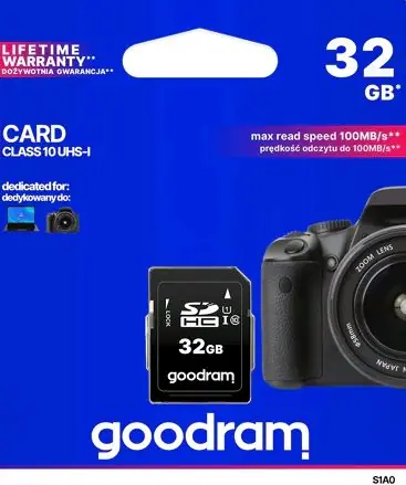 GOODRAM S1A0 SDHC 32GB / Class 10 / UHS I / U1 / R: až 20 MBps / W: až 10 MBps