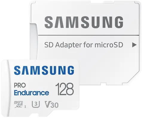 SAMSUNG PRO Endurance microSDXC 128GB + SD adaptér / Class 10 / UHS-I / U3 / čtení: 100MBs / zápis: 40MBs 