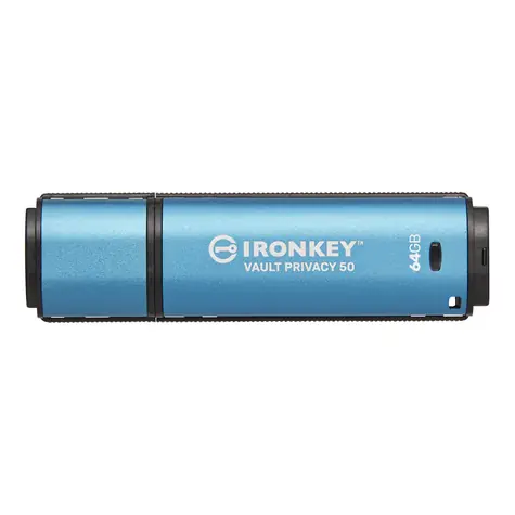 Kingston IronKey Vault Privacy 50 64GB modrá / Flash Disk / USB 3.2 Gen 1 - (USB-A 3.0)