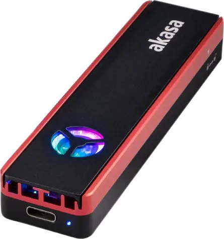 Akasa AK-ENU3M2-06 černo-červená / externí rámeček na M.2 SATA/NVMe SSD / USB-C 3.2
