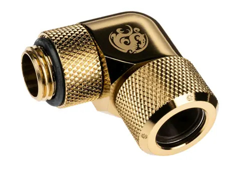 BitsPower Advanced Multi-Link otočný úhlový adaptér 90° G1/4 > 12mm hardtube zlatá