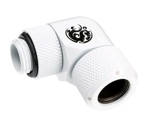 BitsPower Advanced Multi-Link otočný úhlový adaptér 90° G1/4 > 12mm hardtube bílá