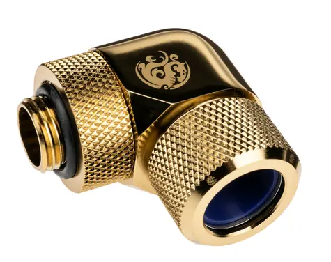 BitsPower Advanced Multi-Link otočný úhlový adaptér 90° G1/4 > 14mm hardtube zlatá