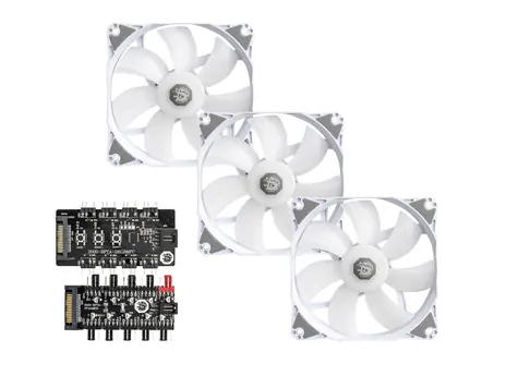 BitsPower sada 3 ks Notos 120mm ARGB bílá / 3ks / 120 mm / 28 dB @ 1800 RPM / 8 LEDs / 4-pin