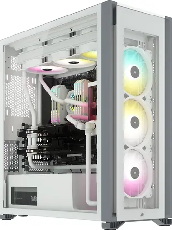Corsair iCUE 7000X RGB bílá / E-ATX / 1x USB-C + 4x USB 3.0 / 4x 140 mm / bez zdroje / Průhledná bočnice