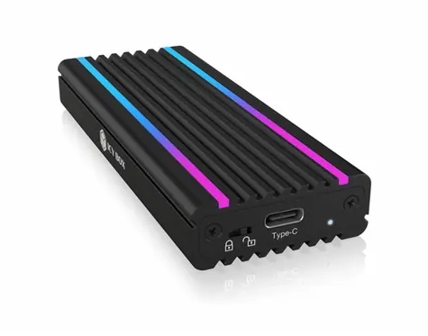 Icy Box IB-1824ML-C31 černá / Externí box pro 1x NVMe s LED proužky/ USB 3.1 Type C & A