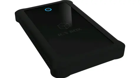 Icy Box IB-233U3-B černá / Externí box pro 1x HDD/SSD / USB 3.0 Type A / silikonové pouzdro