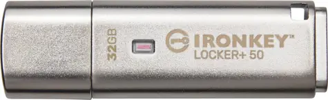 Kingston IronKey Locker+ 50 32GB stříbrná / Flash Disk / USB 3.2 Gen 1 - (USB-A 3.0)