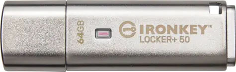 Kingston IronKey Locker+ 50 64GB stříbrná / Flash Disk /USB 3.2 Gen 1 - (USB-A 3.0)
