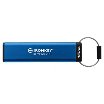 Kingston IronKey Keypad 200 16GB modrá / Flash Disk / USB 3.2 Gen 1 - (USB-A 3.0)