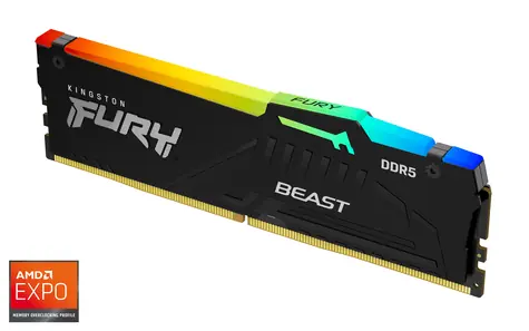 Kingston Fury Beast RGB 16GB (1x16GB) DDR5 5600MHz EXPO / CL36 / DIMM / On-Die ECC / XMP 3.0 / EXPO 1.0 / RGB / 1.25V