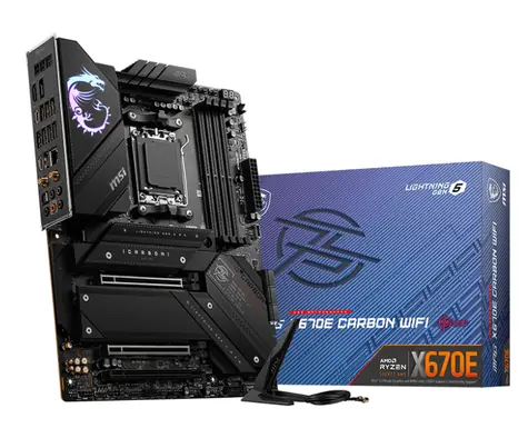 MSI MPG X670E CARBON WIFI / AMD X670 / DDR5 / SATA III RAID / USB / GLAN / Wi-Fi / M.2 / sc.AM5 / ATX