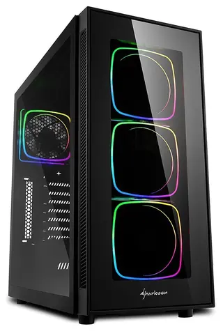 Sharkoon TG6 černá / ATX / 2x USB 3.0 / 4x 120 mm / RGB / Bez zdroje / průhledná bočnice