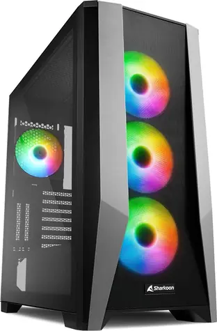 Sharkoon TG7M černá / ATX / 2x USB 3.0 / 4x 120mm / Bez zdroje / průhledná bočnice