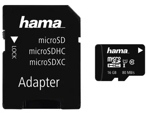 Hama 124138 microSDHC 16 GB / Class 10 /  80 MB/s / Adapter/Mobile