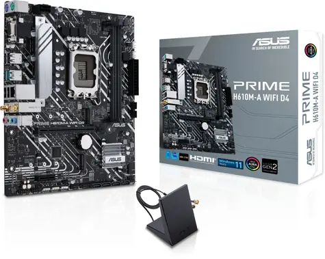 ASUS PRIME H610M-A WIFI D4 / H610 / LGA 1700 / 2x DDR4 / PCIEx16 / 1x GLAN / microATX